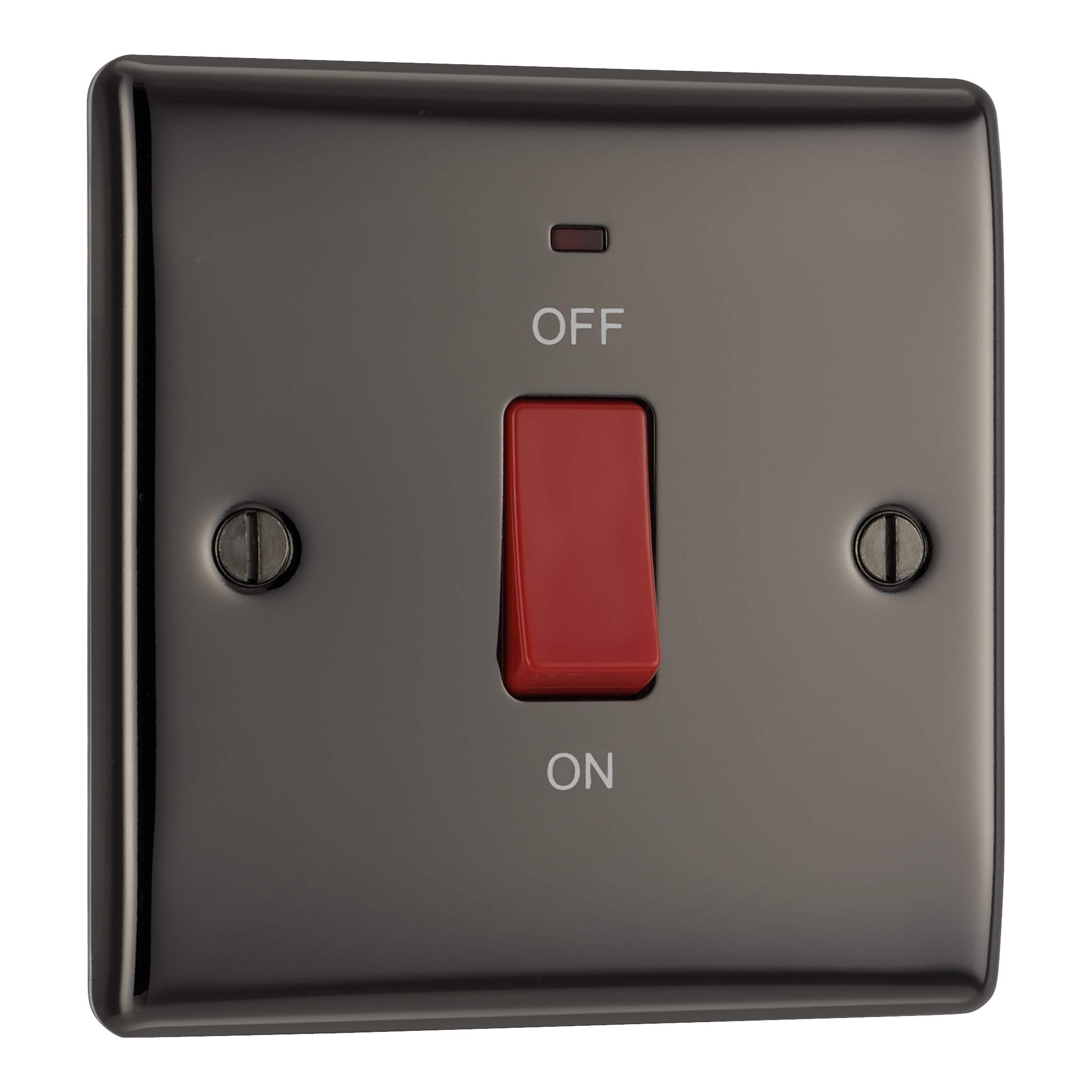 BG Electrical Cooker Control Switch Unit with LED Power Indicator, Single Plate, Double Pole, Nexus Metal, Black Nickel, 45A, NBN74