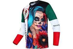 Serijoars Racing Men's Long Sleeve Off-Road Cycling Jersey Mountain Bike MTB Jersey Downhill&Motocross Shirts