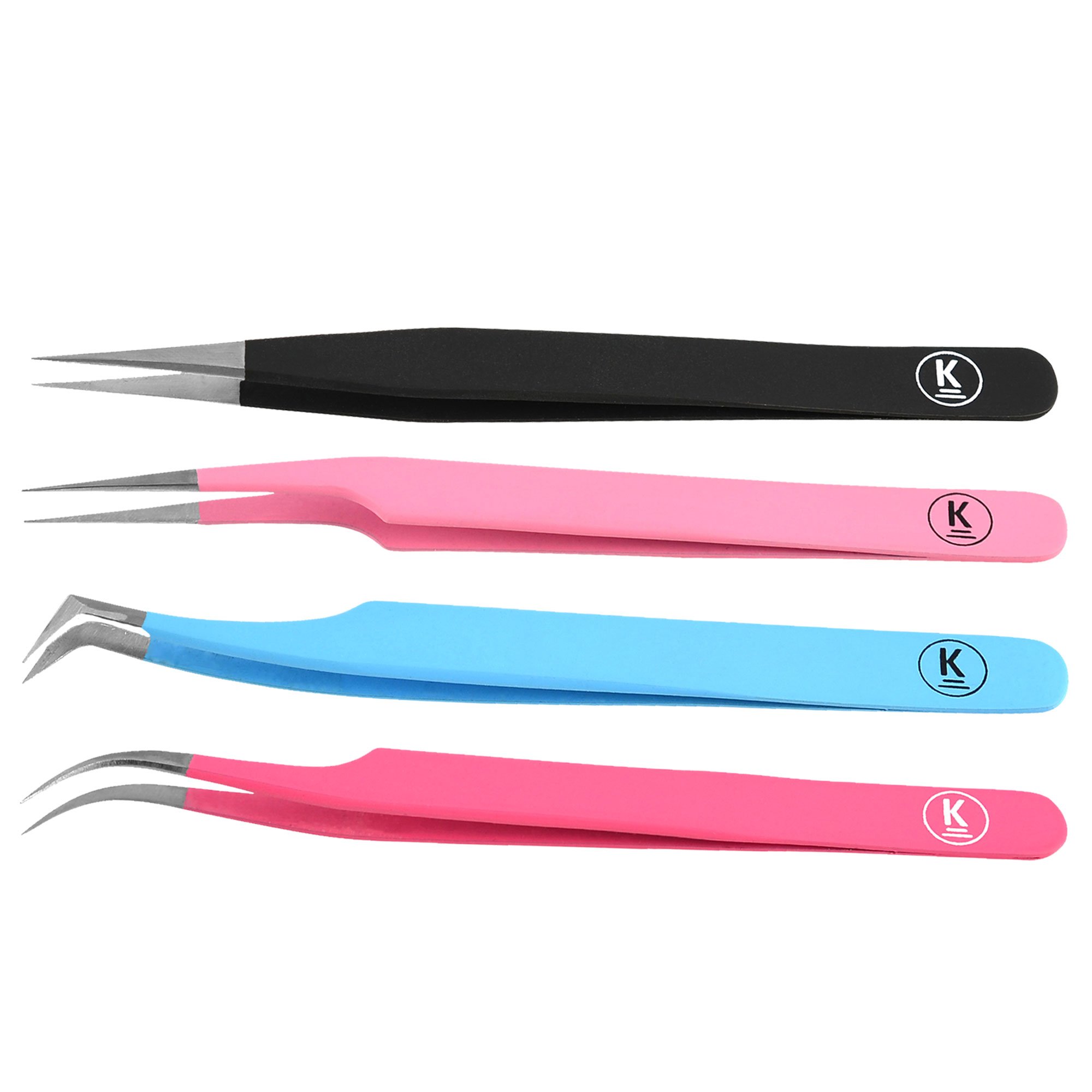 K-Pro Tweezers Set Eyelash Extensions False Eyelashes Cosmetics Case for Woman