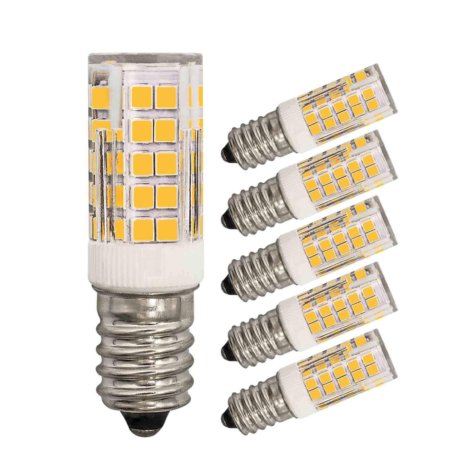 Mjiuzhou E14 LED Light Bulbs Equivalent to 40W 50W Halogen Warm White 3000k 5W 480 Lumen 220V 360° Beam Angle Energy Saving Small Fan Bedroom Night Base Ceiling Lamp Chandelier 5 Pack