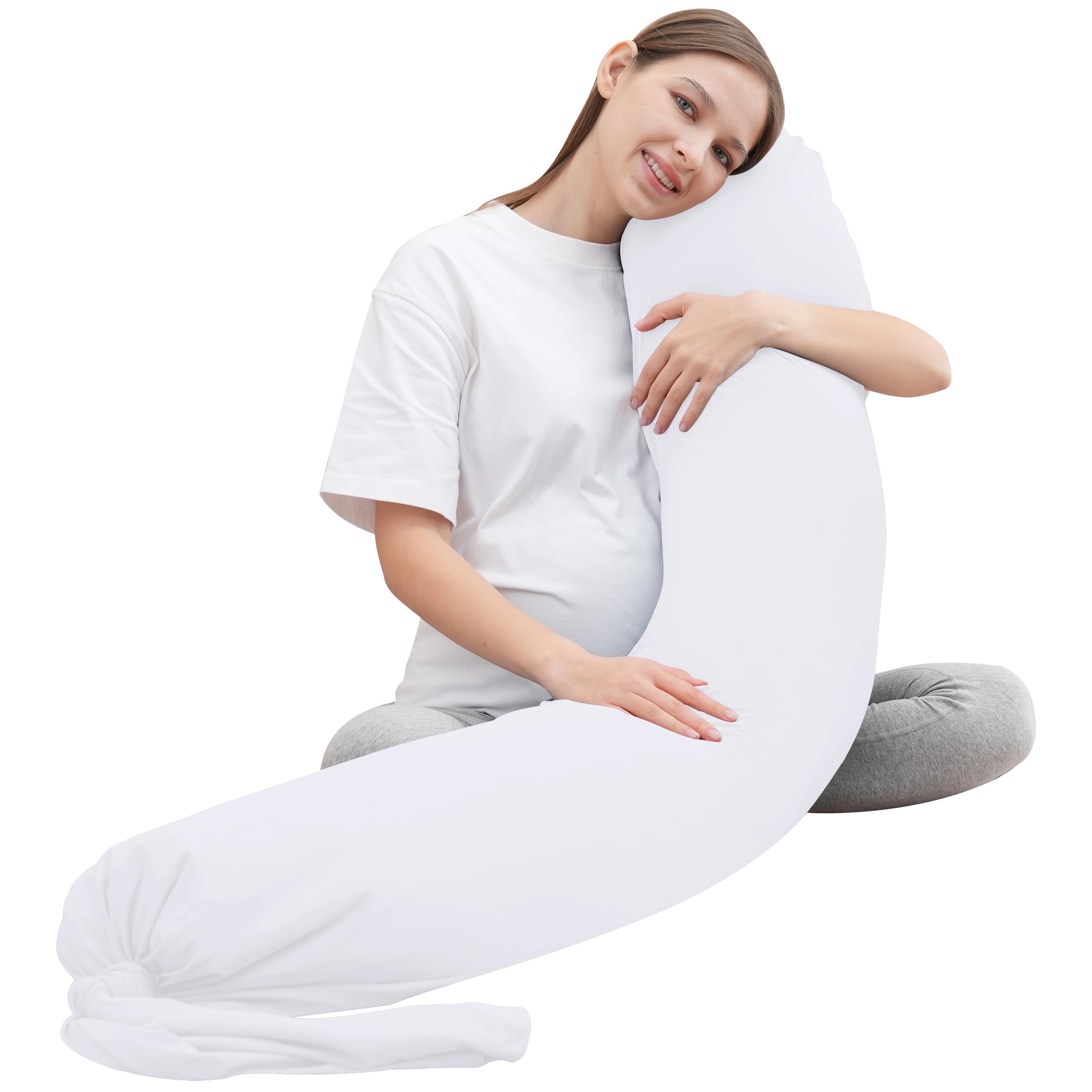 Photo 1 of MOON PARK Pregnancy Pillow - Incredibly Smooth and Soft Cooling Cover I Shaped Full Body Maternity Pillow with Removable Cover - Support for Side, Back, Legs, Belly, HIPS - White