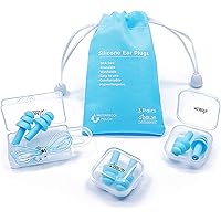 Reusable Silicone Ear Plugs - ANBOW Waterproof Noise Reduction Earplugs for Sleeping, Swimming, Snoring, Concerts, 32dB…