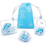 Reusable Silicone Ear Plugs - ANBOW Waterproof Noise Reduction Earplugs for Sleeping, Swimming, Snoring, Concerts, 32dB Highe