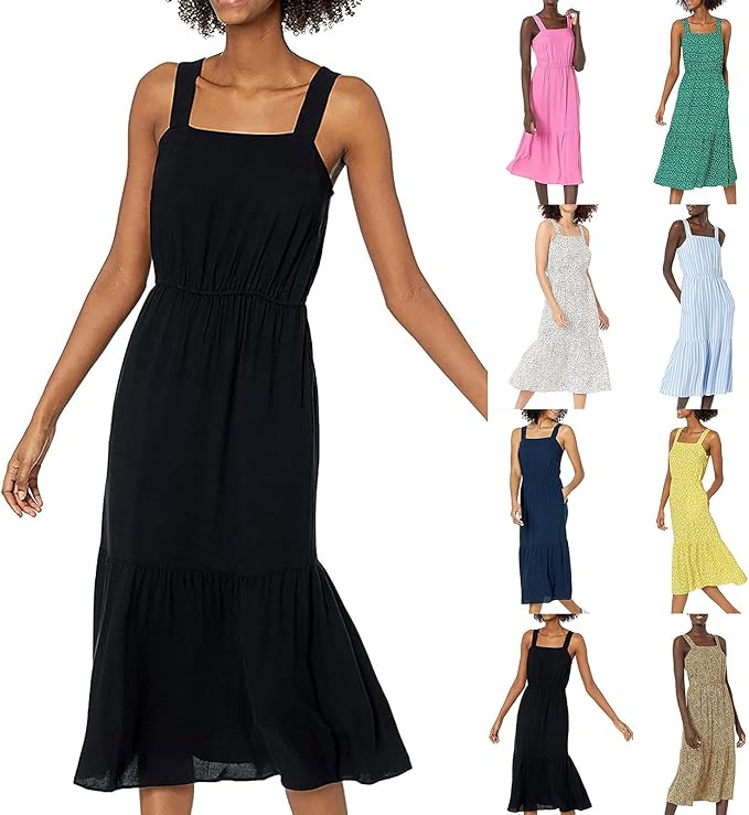Summer Dresses for Women Fluid Twill Tiered Midi Dress at Amazon Women