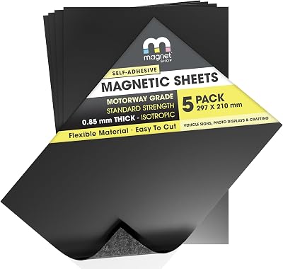 The Magnet Shop TMS Magnetic Sheets Self-Adhesive 0.85mm A4 5 Pack