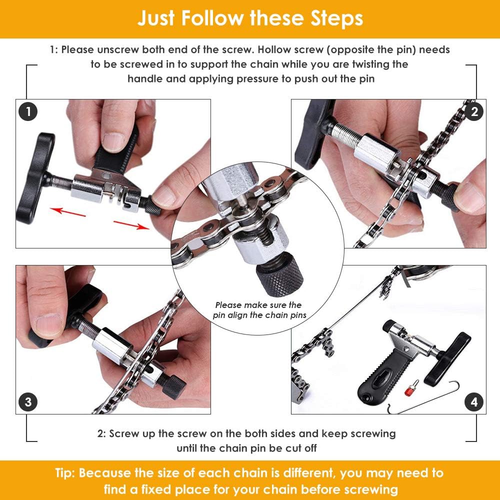 WOTOW Bicycle Chain Repair Tool Kit, Cycling Bike Master Link Pliers Remover & Chain Breaker Splitter Cutter & Chain Wear Indicator Checker & Reusable Missing Connector for 6/7/8/9/10 Speed Chain : Sports & Outdoors