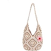 Crochet Woven Boho Bag Crossbody Shoulder Bag Tote Summer Beach Vacation Soft Foldable