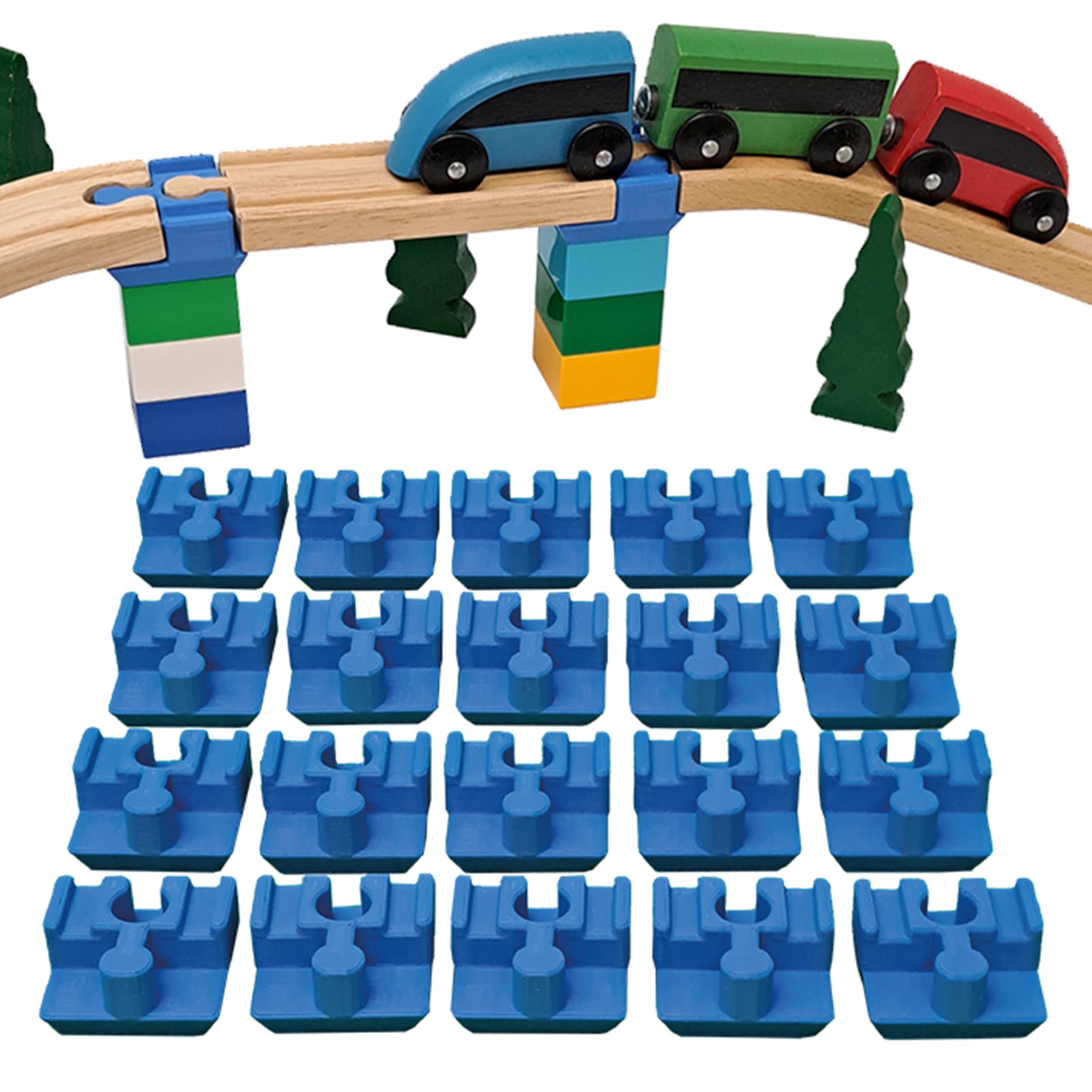 Baymo Duplo to Wooden Track Adapter for Kids Age 3 Years & Up - Railway Set Accessories & Add Ons (20 Adapters)