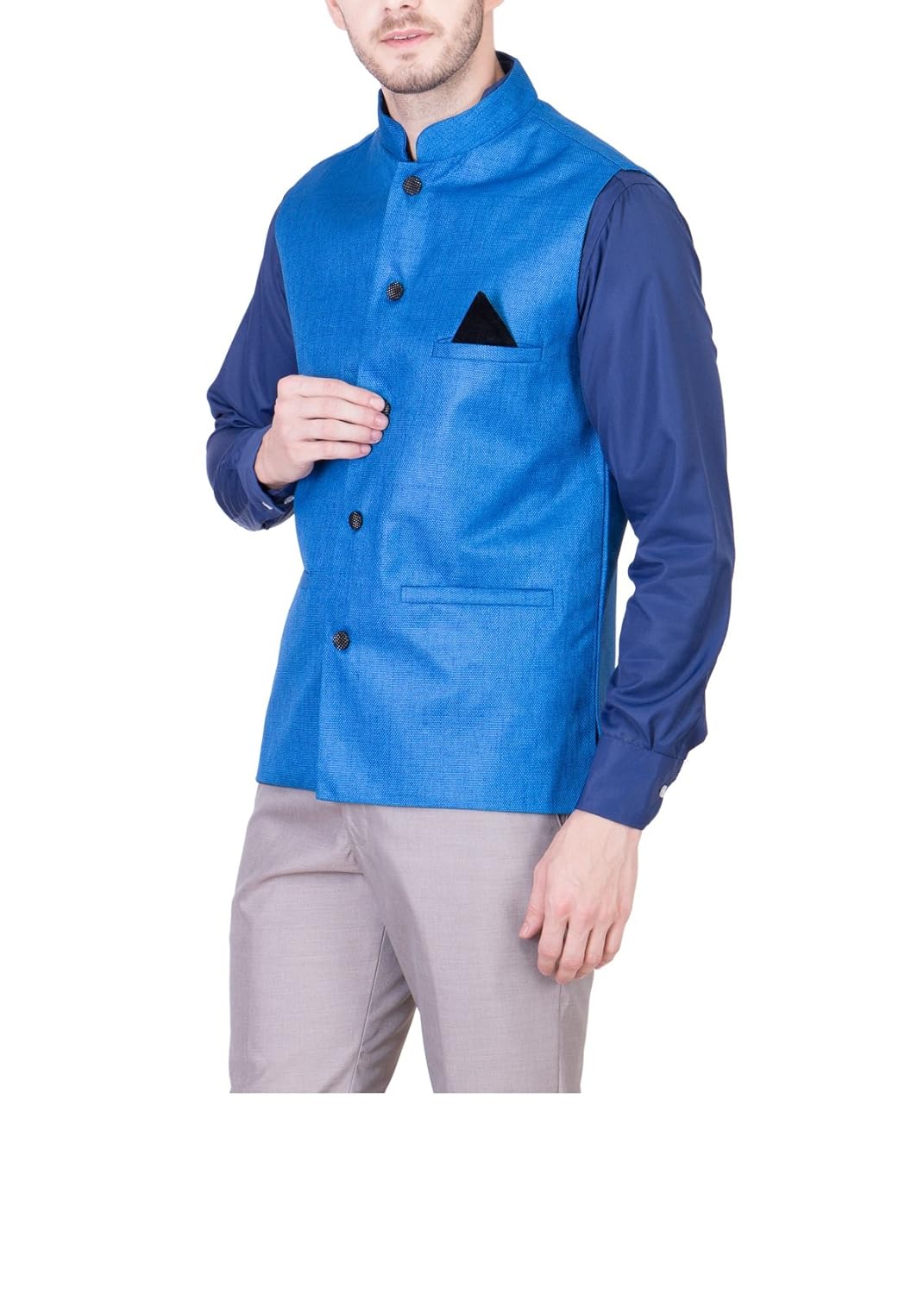 akaas men's jute nehru jacket