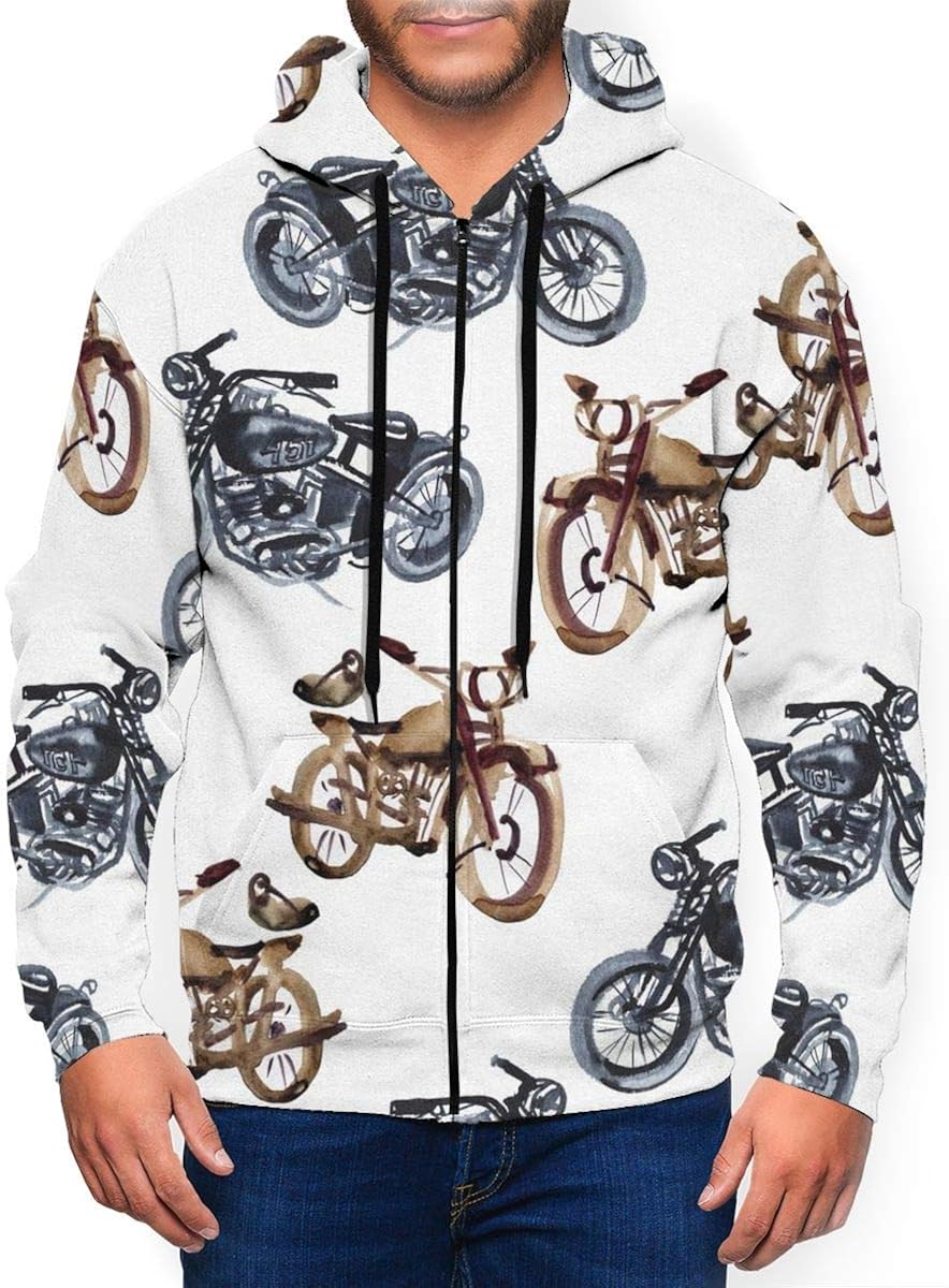 Cool Motorcycle Men's FullZip Fleece Hoodie Novelty Hooded