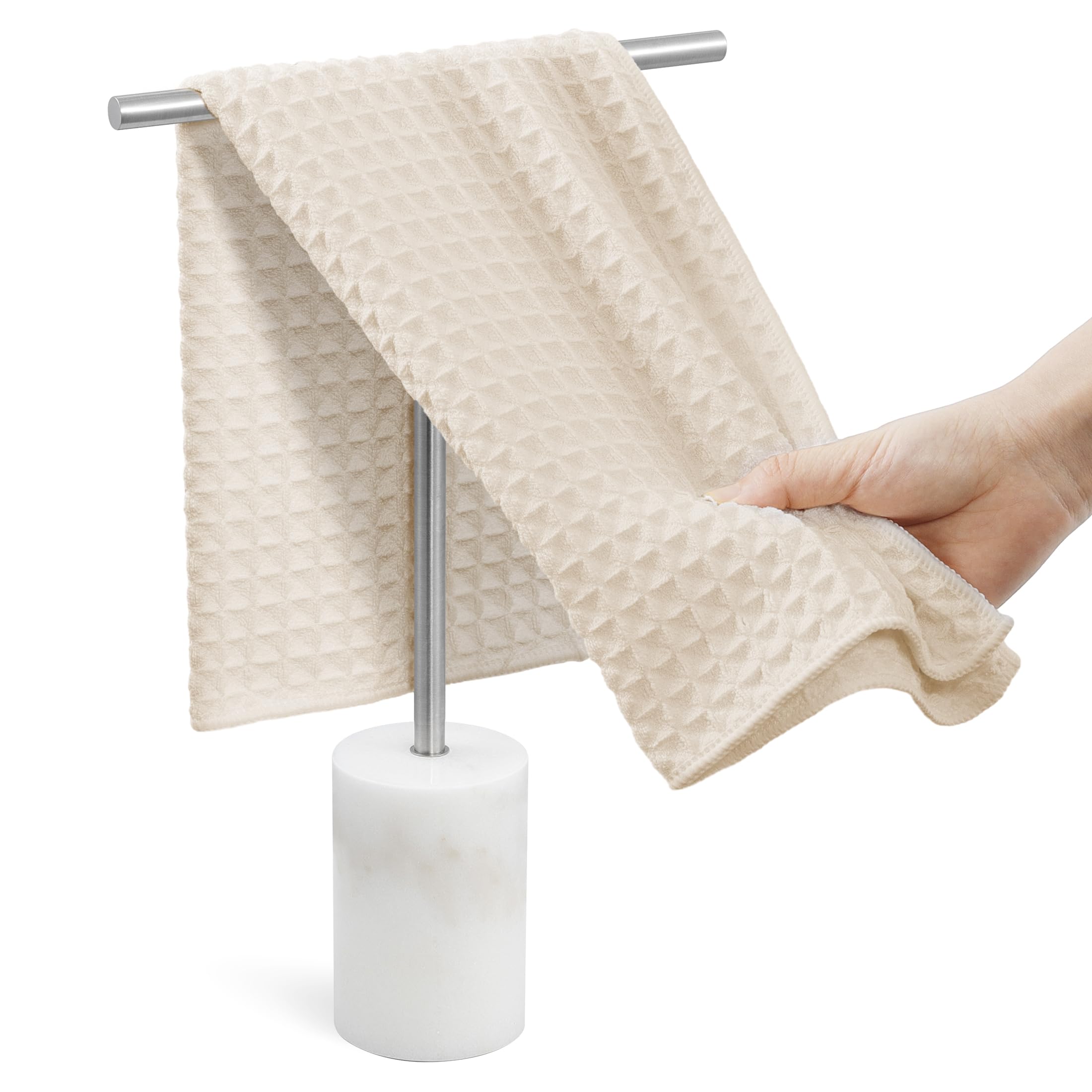 Photo 1 of KES Countertop Towel Stand for Bathroom, Counter Top Towel Holder with Small Marble Base, T-Shape Hand Towel Holder Free Standing 18/8 Stainless Steel Space Saving Brushed Finish, BTH234S40-2