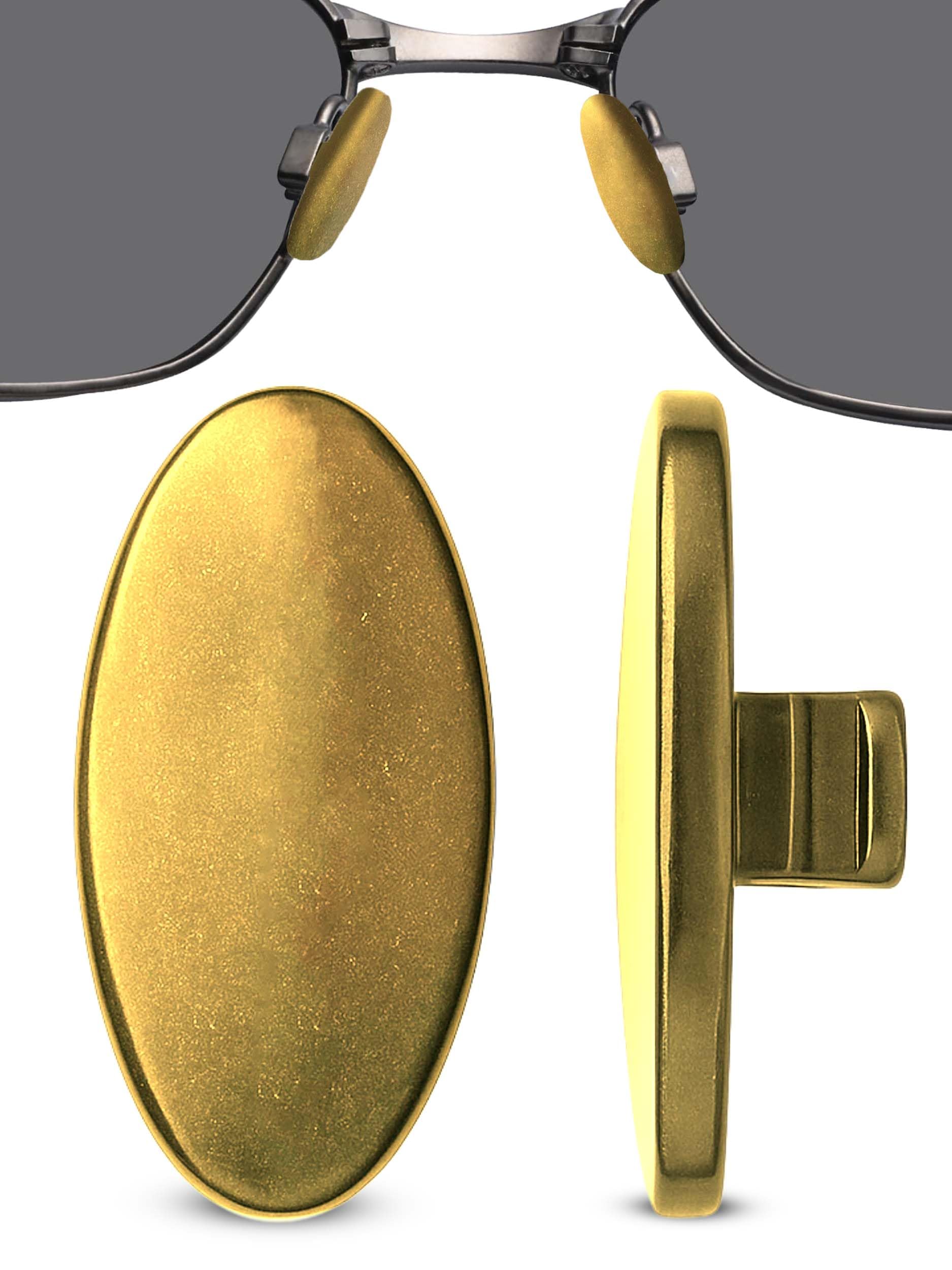 SPORTS WORLD VISION Titanium Glasses Nose Pads | Non-Slip Oval Titanium Nose Pads for Glasses | 13mm Slide-in Easy Replacement & Comfortable Fit - 1 Pair in Gold Finish for Suitable Eyeglasses