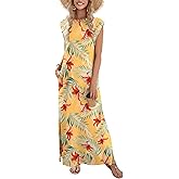 Zeagoo Summer Dresses for Women 2026 Black Long Maxi Sundresses Loose Split Wrinkle-Free Beach Travel Vacation Clothes
