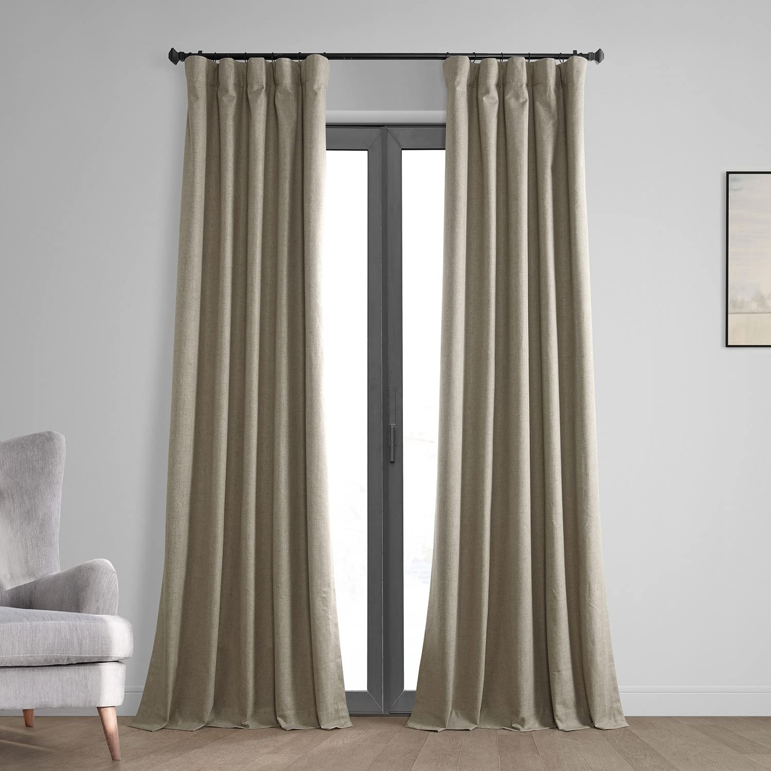 HPD Half Price Drapes Vintage Blackout Curtains for Bedroom & Living Room 50 X 84 Thermal Cross Linen Weave, FLCW-CBO2204-84 (1 Panel) Warm Taupe