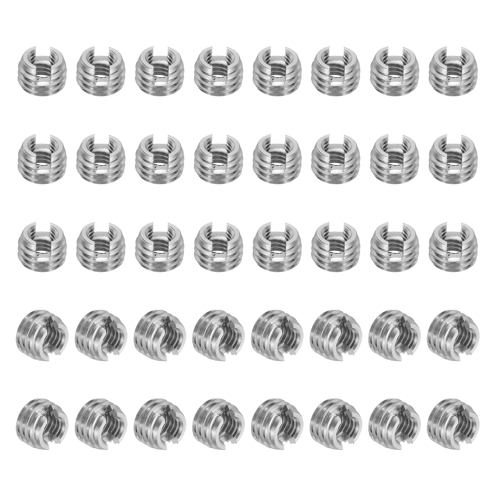 PATIKIL Self-Tapping Threaded Inserts, 40 Pcs M6 x M10 x 7mm 303 Stainless Steel Thread Adapter Reducer Slotted Screw Repair Inserts Nuts Sleeve — image 1