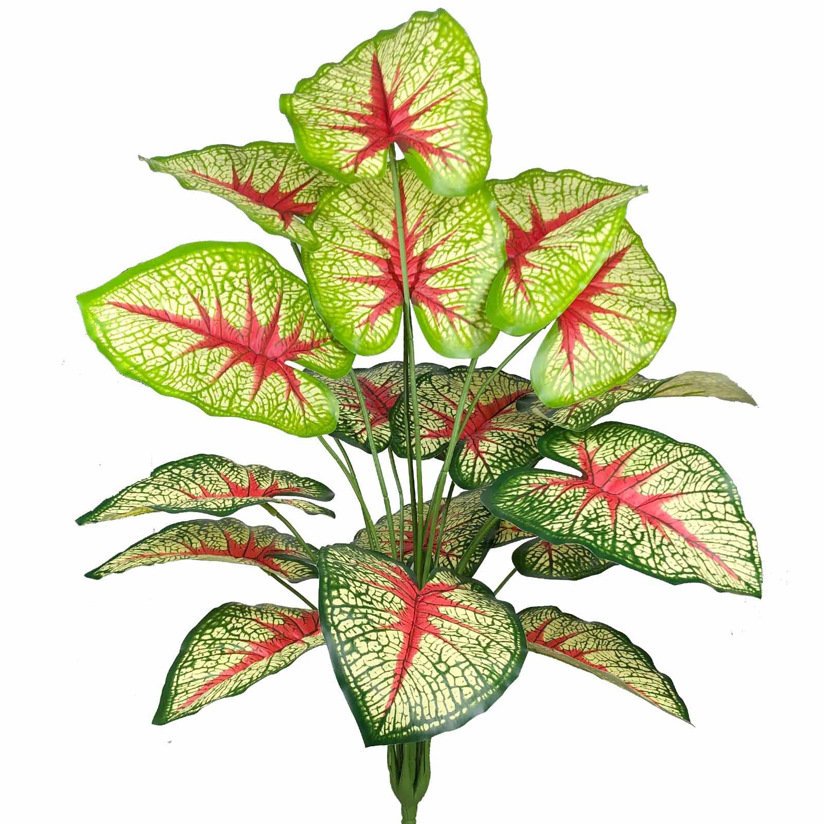 AIVORIUY Artificial Plants 29" Tall Fake Tropical Tree Leaves with Stems, Faux Palm Tree Imitation Frond Leaf Plastic Plants Greenery Floral Jungle Party Home Garden Decoration (White Red)