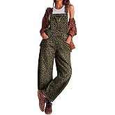 CHARTOU Women Casual Denim Bib Overalls Baggy Barrel Jeans Y2k Wide Leg Denim Jumpsuit Mid Rise Boyfriend Harem Pants