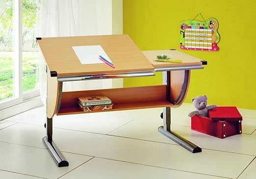 Trend Design Jugendschreibtisch STOCKHOLM mit 2-teiliger Platte Buche