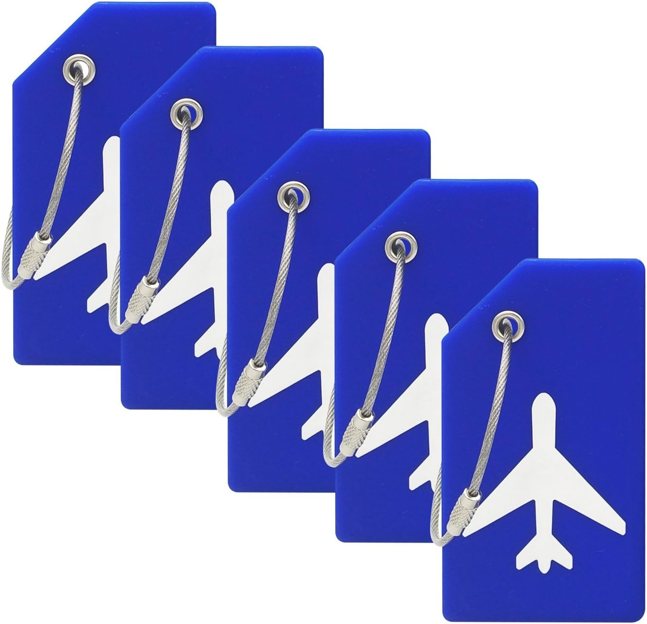 Silicone Luggage Tag with Name ID Card Perfect to Quickly Spot Luggage Suitcase By Ovener (Blue 5 Pack Tags)