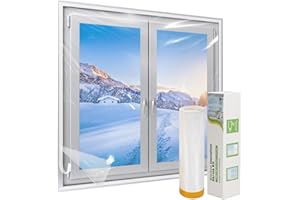 DCUINS Window Insulation Kit, Plastic Window Covering 62 Inch Wide × 393 Inch Length with Double-Sided Tape, Insulator Seal Kit for 10 - 3'x5' Windows Winterizing for Winter, 1 Roll Clear