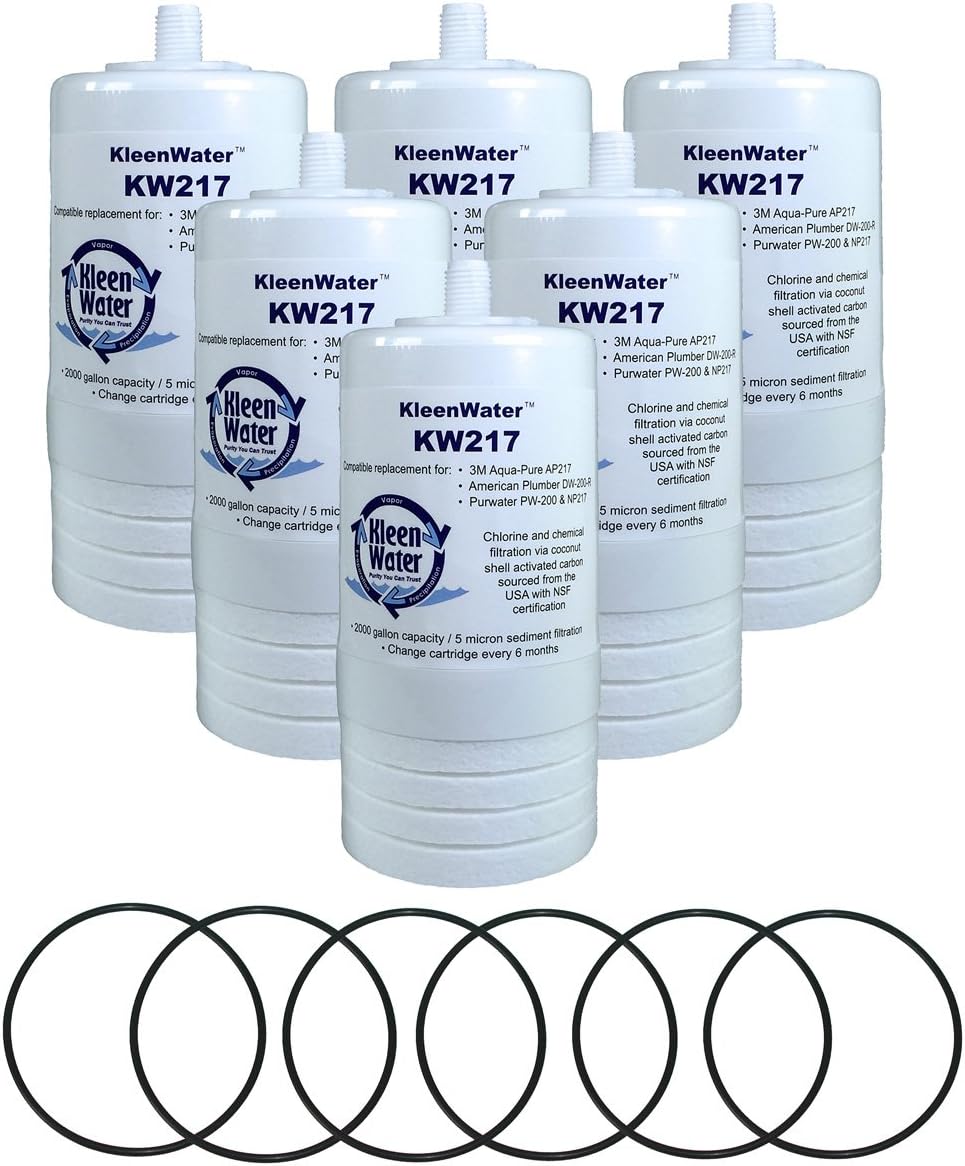 KleenWater Aqua-Pure AP217 Compatible Filters, AP200 Replacement O-Rings (6)