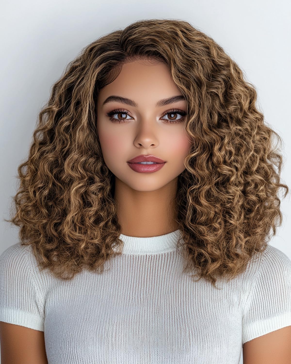 FASHION IDOL Short Curly Bob Human Hair Wig Precut Preplucked Glueless Wear and Go C-Type Part Lace Wig 200% Density Upgraded Invisible Secret Glueless Human Hair Ready to Wear Wigs