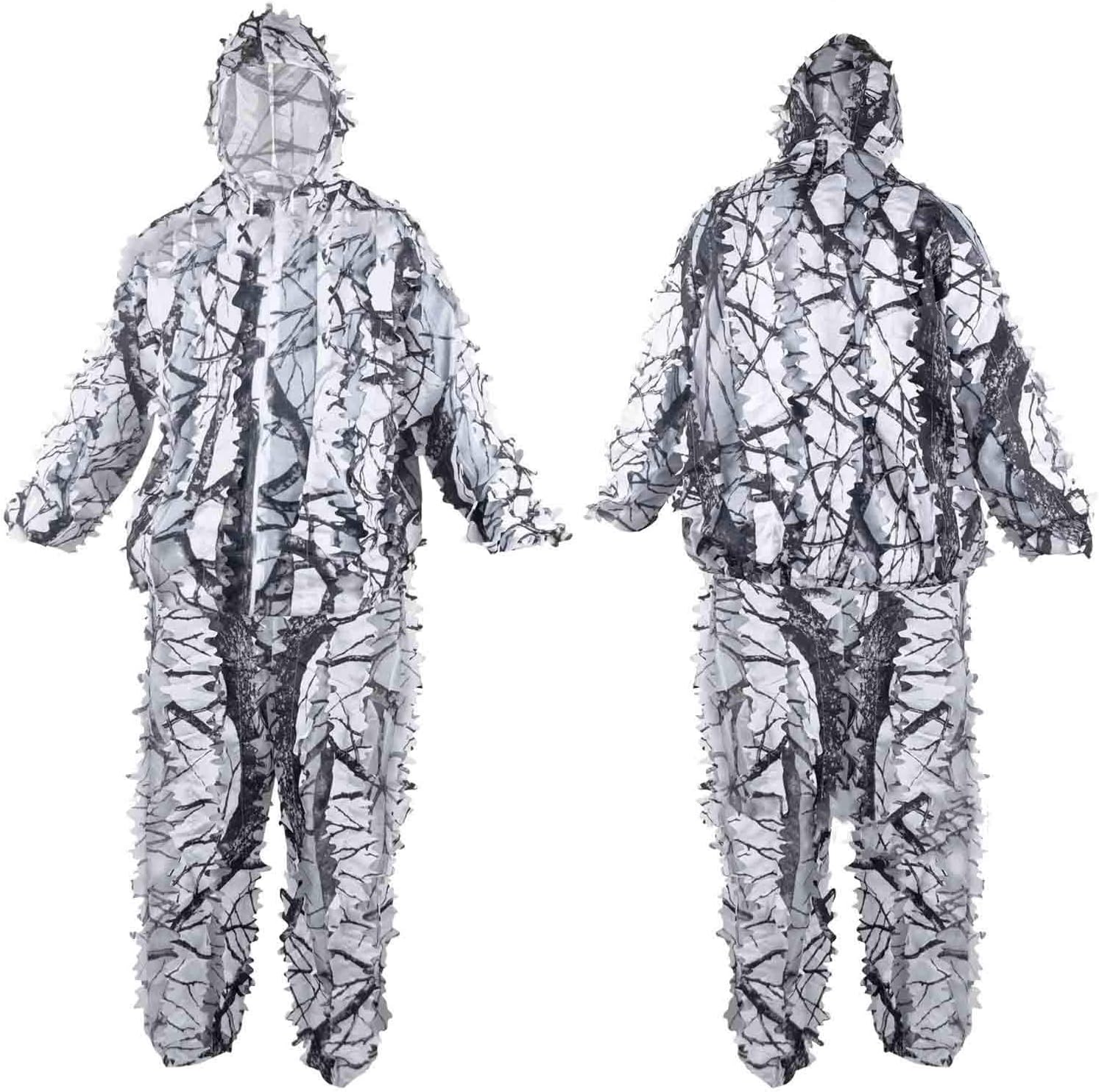 Ensemble Veste + Pantalon Camouflage Neige - Taille Unique Unisexe - Nylon Blanc - Neuf