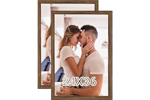 JDZIVTOP Brown 24x36 Poster Frames Set of 2, Rustic 36x24 Picture Frames 2 Pack, Extra Large 24 by 36inch Gallery Family Concert Portrait Photo Frames Anniversary/Birthday/Wedding/Thank you/Christmas Gift