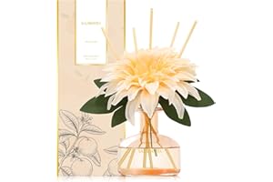 Flower Reed Diffusers for 120 Days, Bathroom Diffuser Citrus Scent, Room Scent Diffuser with 7 Sticks 210ml, Perfect for Bath