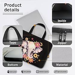 Uasibuni Daisy Elephants Print Laptop Bag for Men