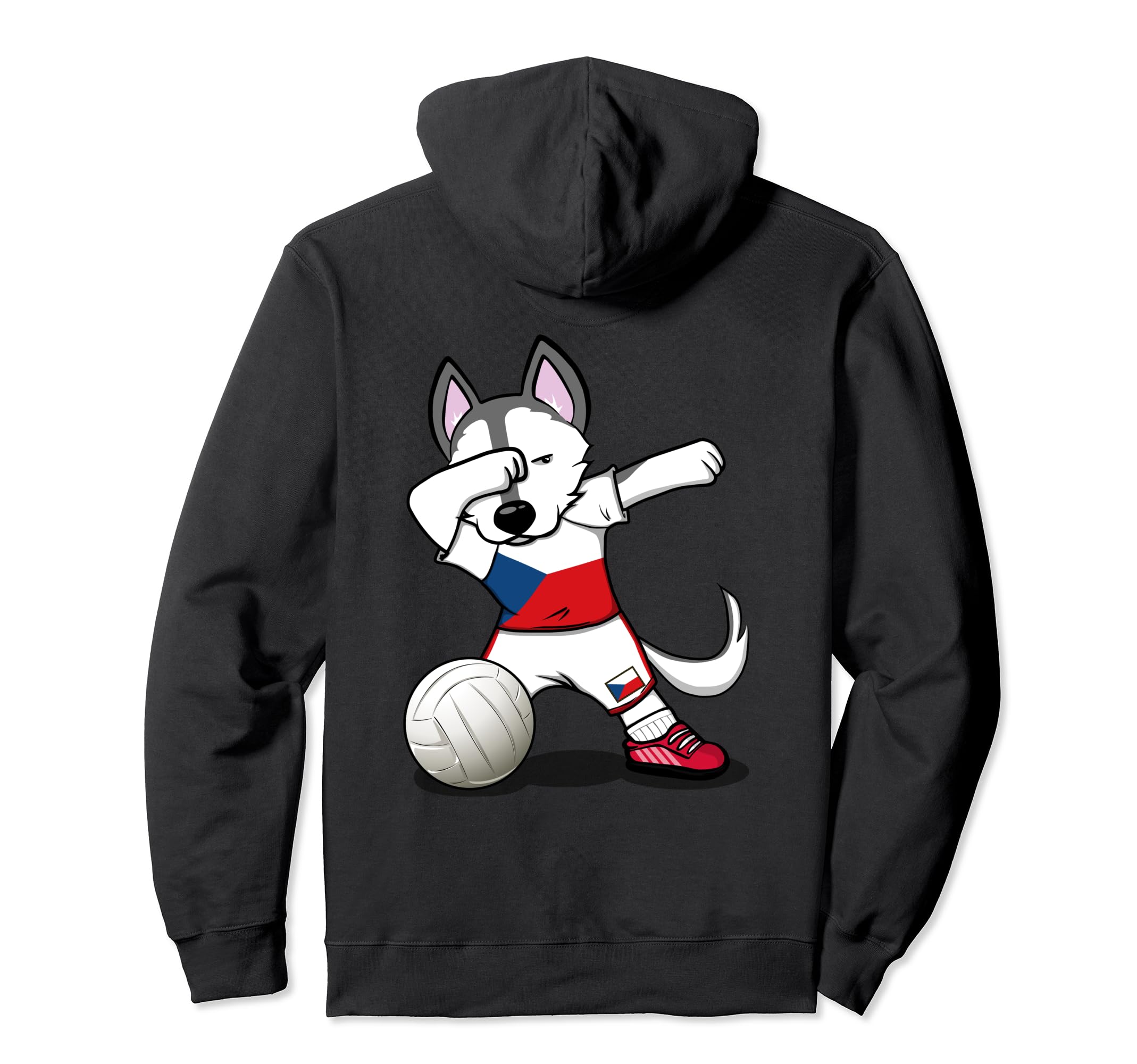 Dabbing Husky Dog Czech Republic Volleyball Fans Jersey Flag Pullover Hoodie