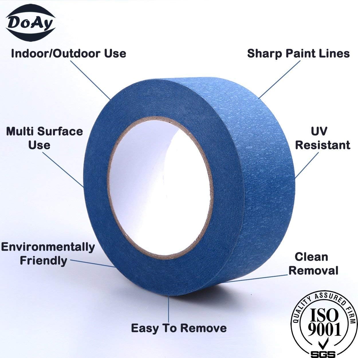 DoAy Blue Painters Tape 1" 1.5" 2" x 60 yd, Multi Size Pack - Painting & Masking Tape - Easy and Clean Removal - Multi Surface Use - ISO 9001 Worldwide Quality - Leaves No Residue Behind: Industrial & Scientific