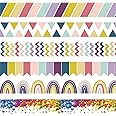 Containlol Classroom Borders for Bulletin Board, 118 ft Oh Happy Day Theme Scalloped Trim Colorful Bulletin Board Boarders for Home Office Classroom Wall Chalkboard Decoration