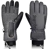 devembr Ski Gloves with Wrist Guards and Undercuff Design, Snowboarding Gloves Touchscreen