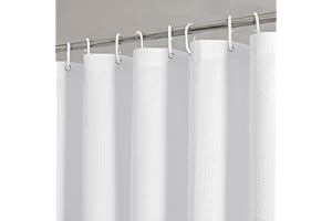 OVZME Berry White Shower Curtain Set, Embossed Textured Fabric Bathroom Curtain for Bathroom - Soft Cloth & Hotel Spa, Water Resistance, Machine Washable Shower Curtain with 12 Hooks, 72X72, White