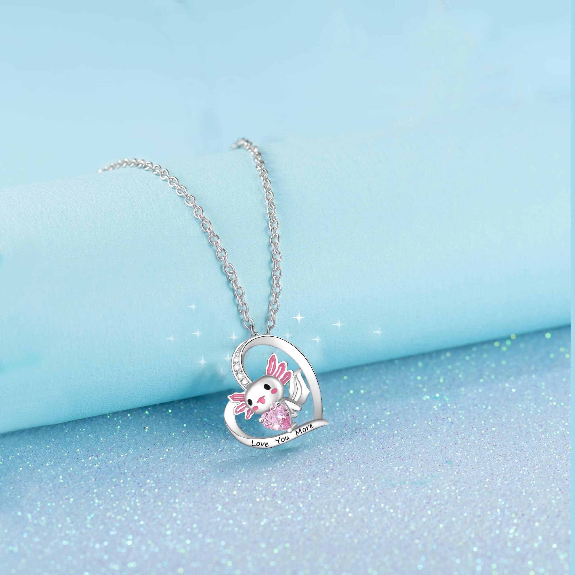 M&Ostyle Cute Axolotl Necklace for Girls Boys Crystal Pendant Necklaces Gifts Jewelry Gifts for Girls Daughter Boys Son Granddaughter Niece Birthday Christmas Graduation Gift