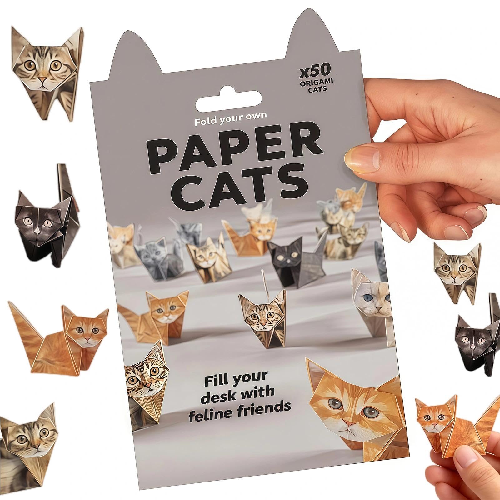 Coloroom Paper Cats Origami Kit, 50PCS DIY Paper Cats, 3D Papers Cat Origami, Creative DIY Papers Cat Craft Activity for Adults and Kids, Handmade Decoration Gift