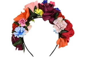DreamLily Flower Crown Headband Cinco De Mayo Party Costume Dia de Los Muertos Day of The Dead Headpiece NC12