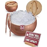 Gusto Nostro 4.1L Insulated Ice Bucket with Lid and Tongs, Double Wall Stainless Steel Ice Bucket Large, BPA Free Ice Bucket for Cocktail Bar, Keeps Champagne, Wine, Beer Chill for Parties (Rose)