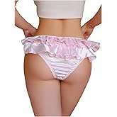 SHENHE Women's Satin Panty Layered Ruffle Low Rise Silky Coquette Bikini Underwear