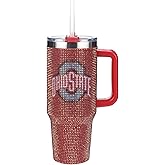 The Memory Company Officially Licensed NCAA 40oz Rhinestone-Embellished Game Day Tumbler, Stainless Steel Sports Water Bottle with Lid & Straw, Vacuum Insulated, For Hot & Cold Drinks