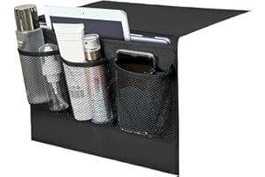 ZAAOEHA Bedside Caddy, Bedside Storage Organizer Pocket, Couch Caddy Table Organizer Under Mattress for Remote Control, Magazine, Tablet, Phone (Black)