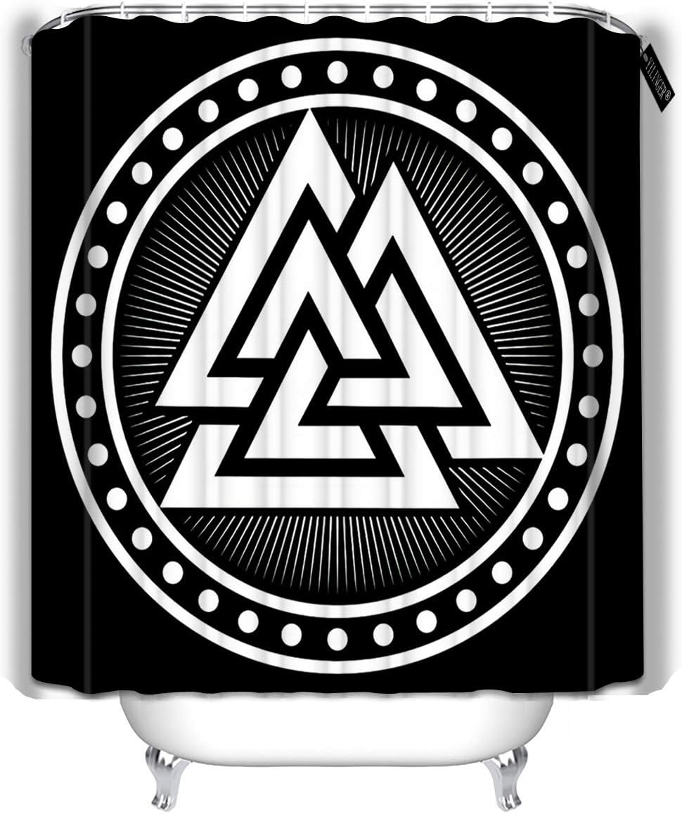 Amazon Com Yilinger Bath Shower Curtain Valknut Ancient Pagan Nordic Germanic Symbol On Black Cloth Fabric Bathroom Decor Set 60 X72 Home Kitchen
