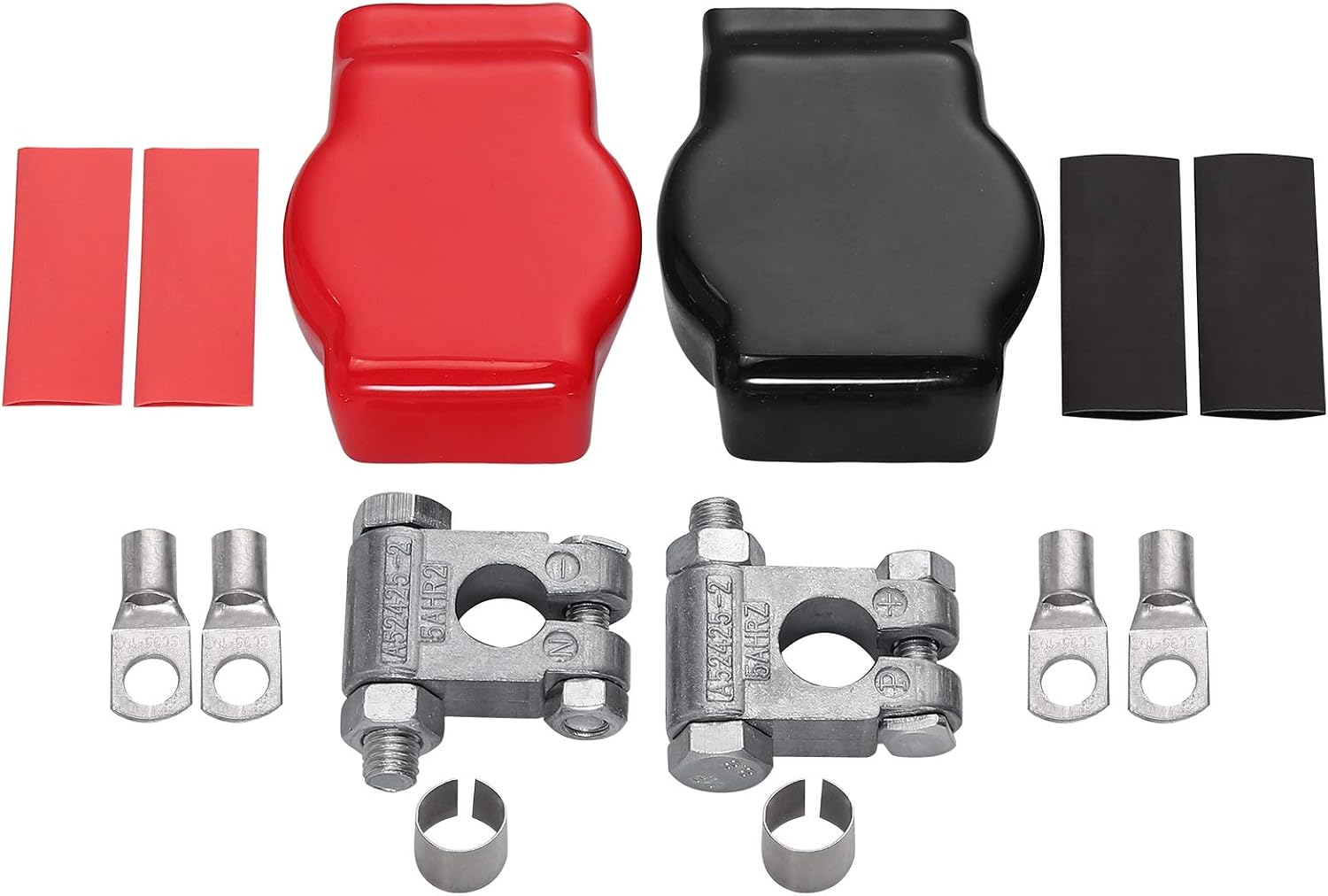 Brass Battery Terminal Connectors - 1 Pair Top Post Terminals For Car, Boat, RV, Marine Use, Easy Install Clamps - View #6