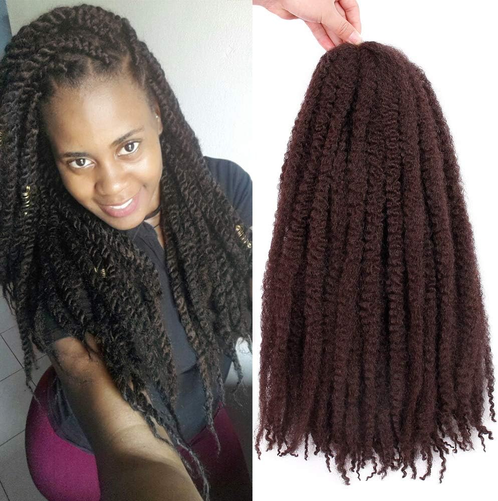3 Packs Marley Braids Hair Crochet Ombre Afro Kinky Kanekalon Synthetic Braiding Hair 18 Inch Crochet Braids Hair Extensions Bulk(#33)