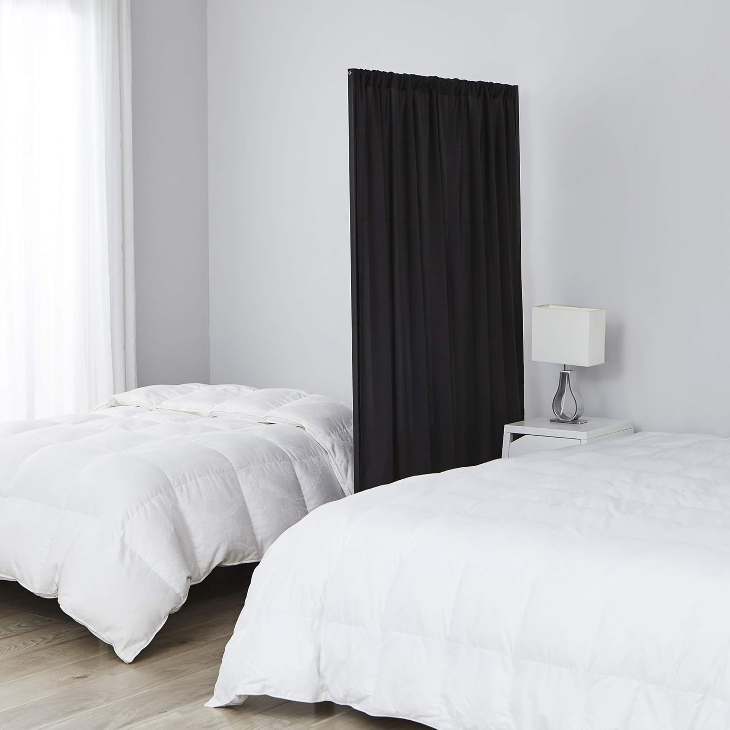 Office Products Black Frame with Black Fabric DormCo Expandable Privacy