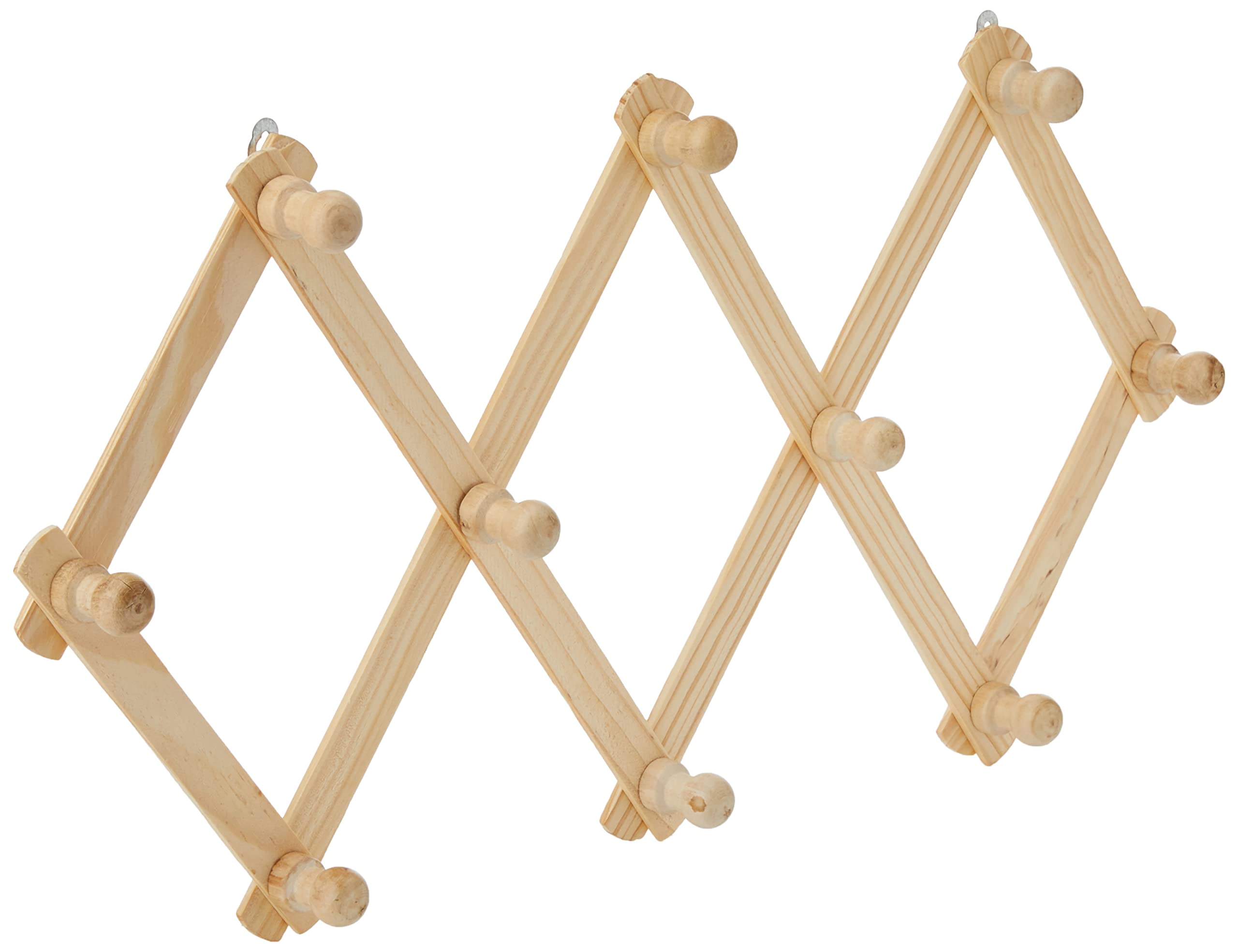 HK Home Adjustable Expandable Wooden Wall Coat Hanger, Brown