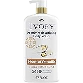 Ivory Deeply Moisturizing Body Wash, 24hr Nourishing Hydration, Soothes Itchy Dry Skin, Made with Shea Butter Blend, Free of Dyes Heavy Perfumes Parabens &amp; Phthalates, Oatmilk Scent, 27 oz