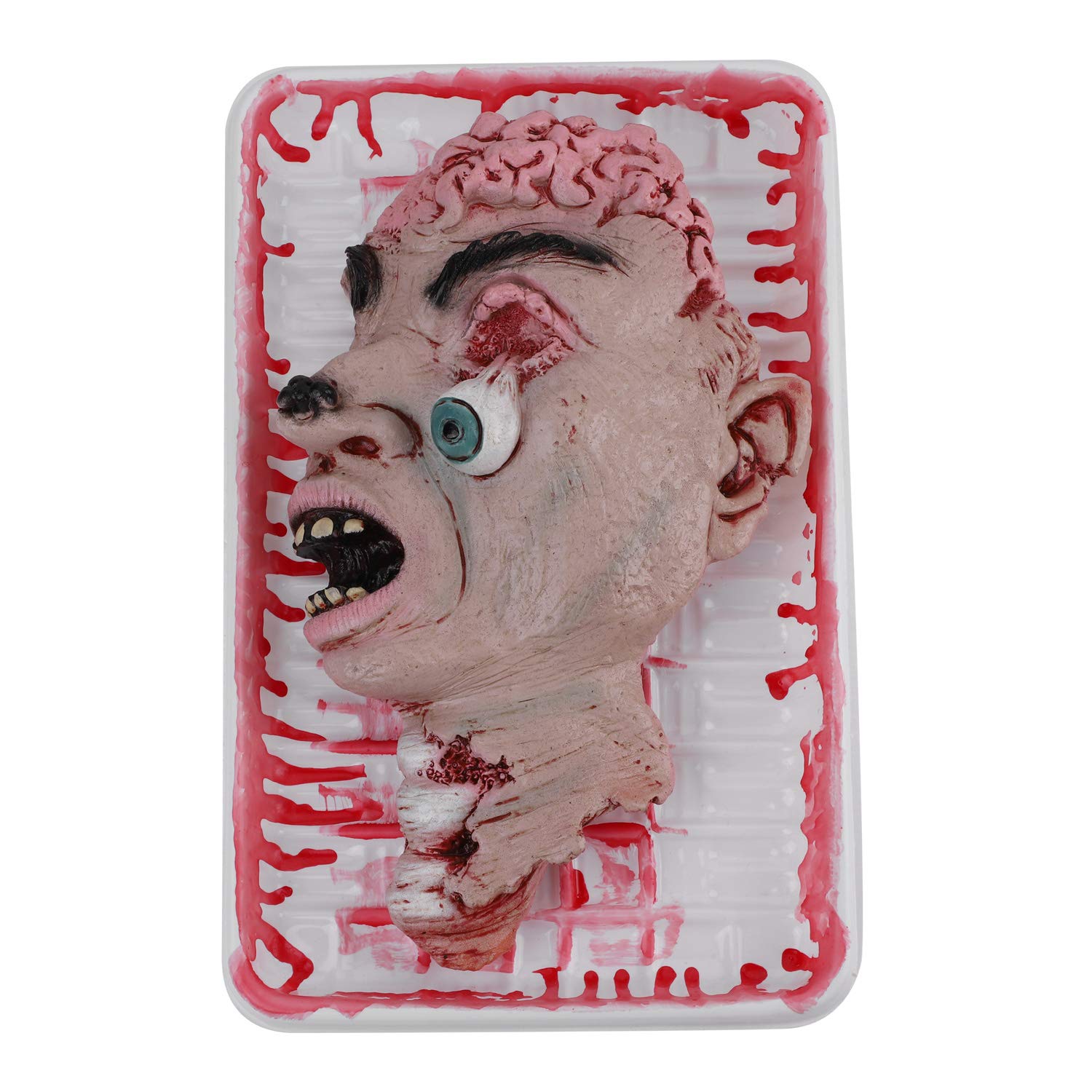 Halloween Body Parts Fake Scary Bloody Human Organs with Plastic Tray Includes Human Brain, Eyes, Ears, Fingers, Nose,Ideal Party Indoor Outdoor Prop and Cosplay Entertainment Scary Props Tricky Toys