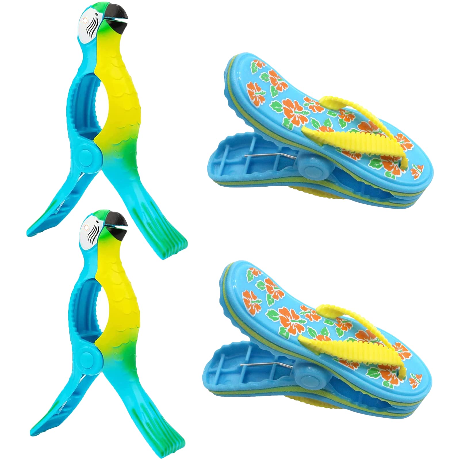 Beach Towel Clips, 4 Pcs Beach Towel Pegs for Sun Lounger, Sunbed Towel Clips Large Laundry Pegs (Cute Style)